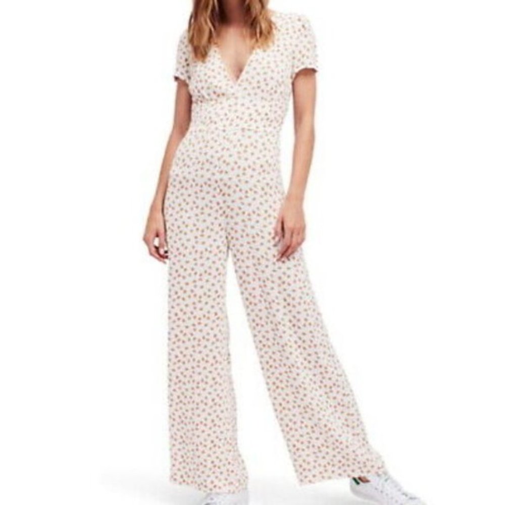 Free People Mia Short-Sleeve V-Neck Jumpsuit
